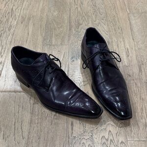 Duca Di Matiste Purple Italian Calfskin Leather Lace-Up Shoes Size 10.5